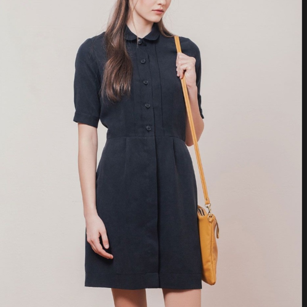 Montreal designer Betina Lou navy shirt dress